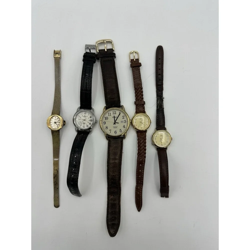 Lot of 5 Timex Watches Indiglo Quartz Untested As-Is Parts Repair
